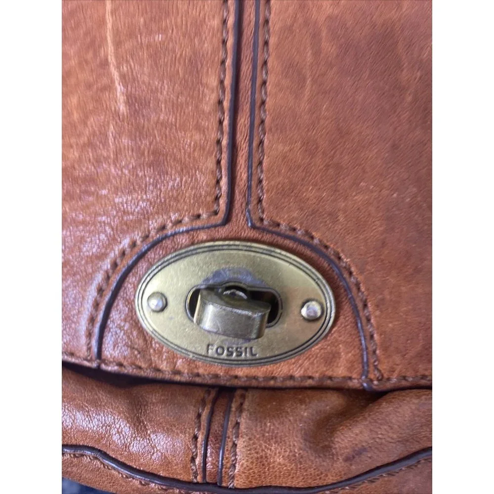 FOSSIL Brown Leather Crossbody Shoulder Bag Purse Handbag - Picture 4 of 9